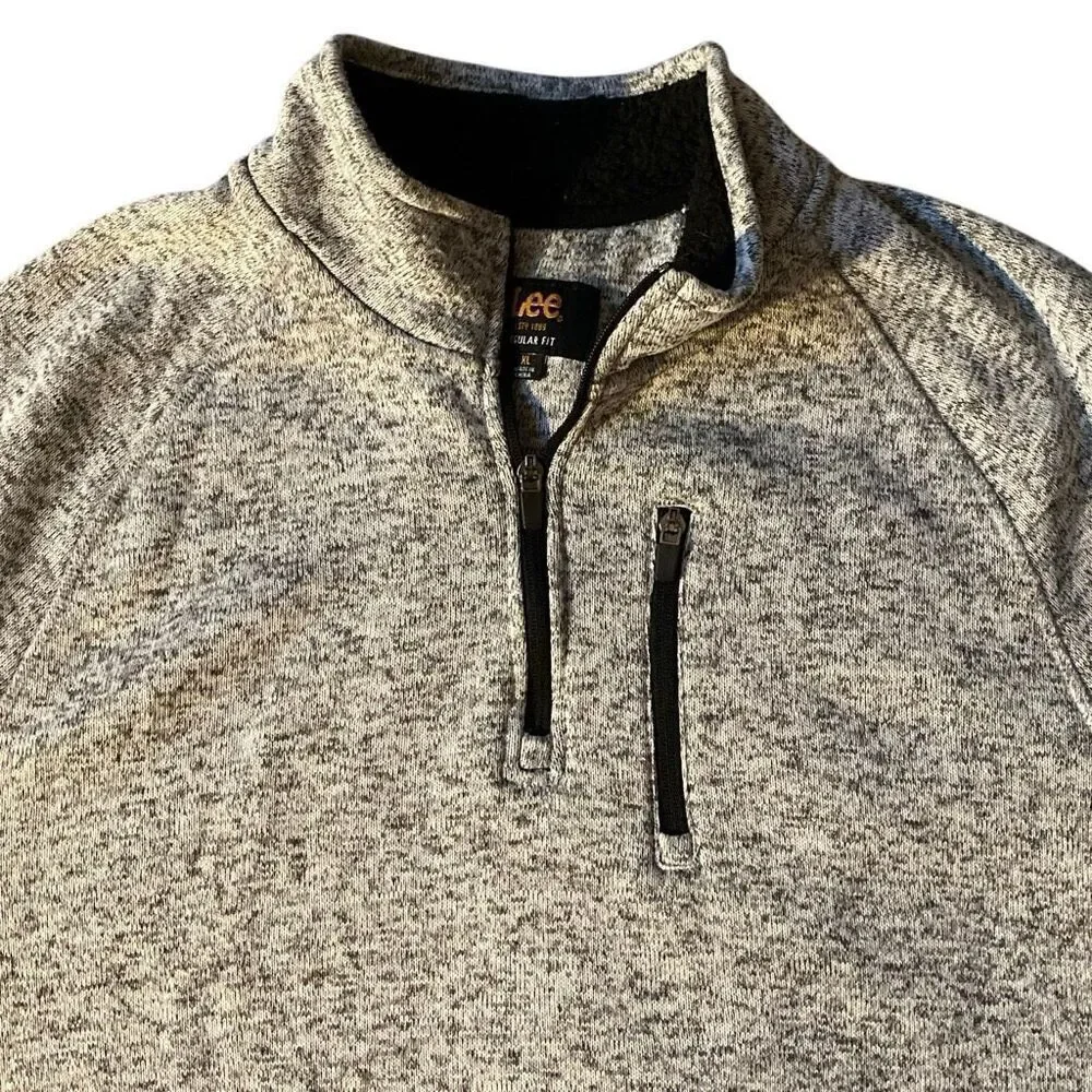 Lee Mens Size XL Regular Fit Black Collard 1/4 Quarter Zip Pullover Jacket